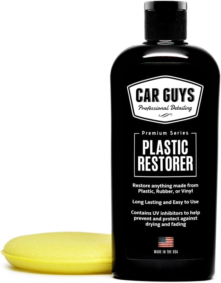 car guys 8 oz plastic trim restorer with foam applicator for interior exterior surfaces
