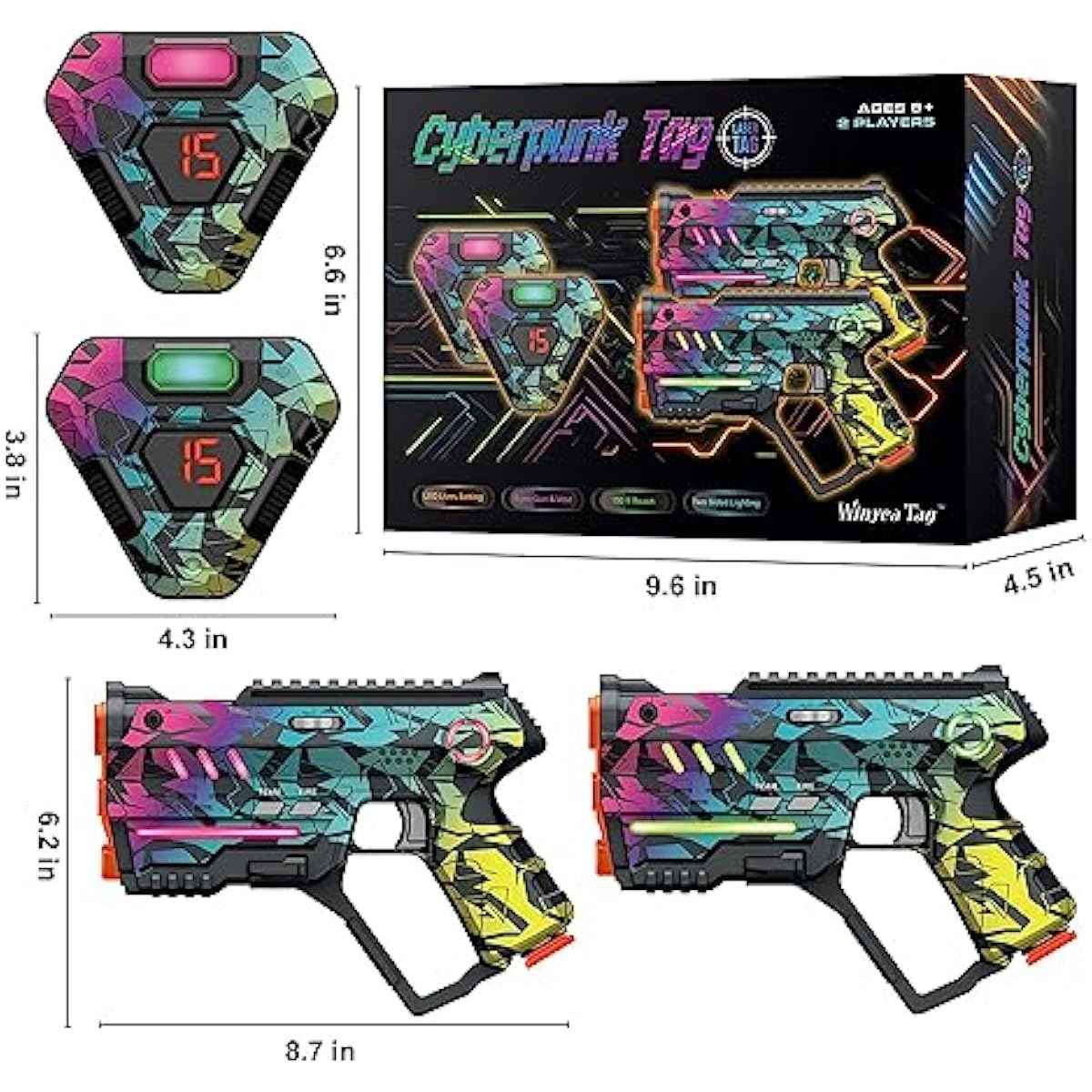 Laser Tag Set of 2, Lazer Tag Game for Kids Indoor & Outdoor Play, Gift Ideas for Kids Teens and Adults, Cool Toys for Teenage Ages 8 9 10 11 12+Year Old Boy & Girls