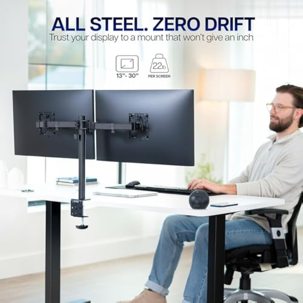 vivo dual monitor desk mount heavy duty fully adjustable steel stand black