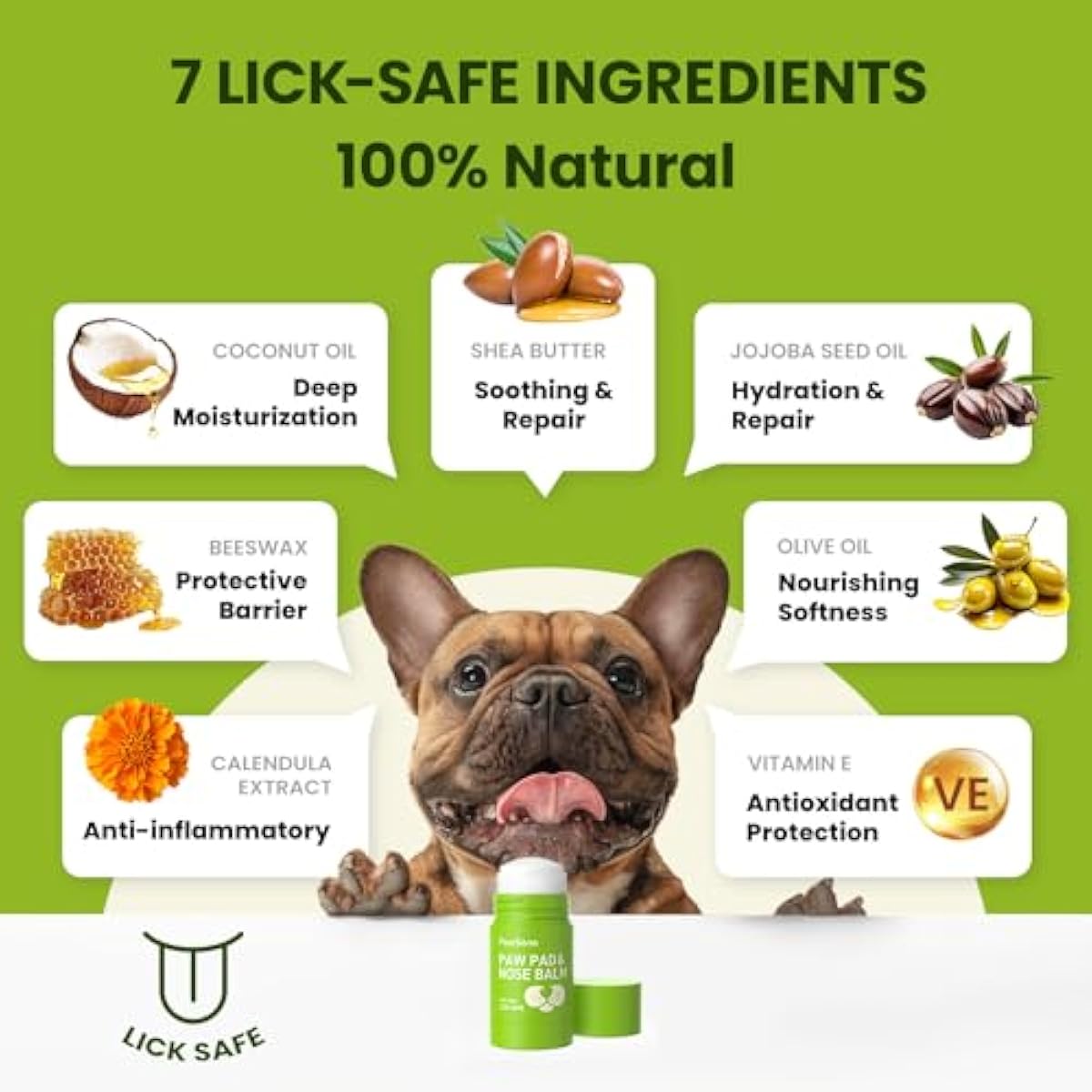 Lick-Safe Dog Paw & Nose Balm with Coconut Oil | Winter Snow, Road Salt & Cold Pavement Protector | All-Natural Moisturizer & Soother for Dry, Cracked Pads & Snout | Horse Hoof, Joint Care