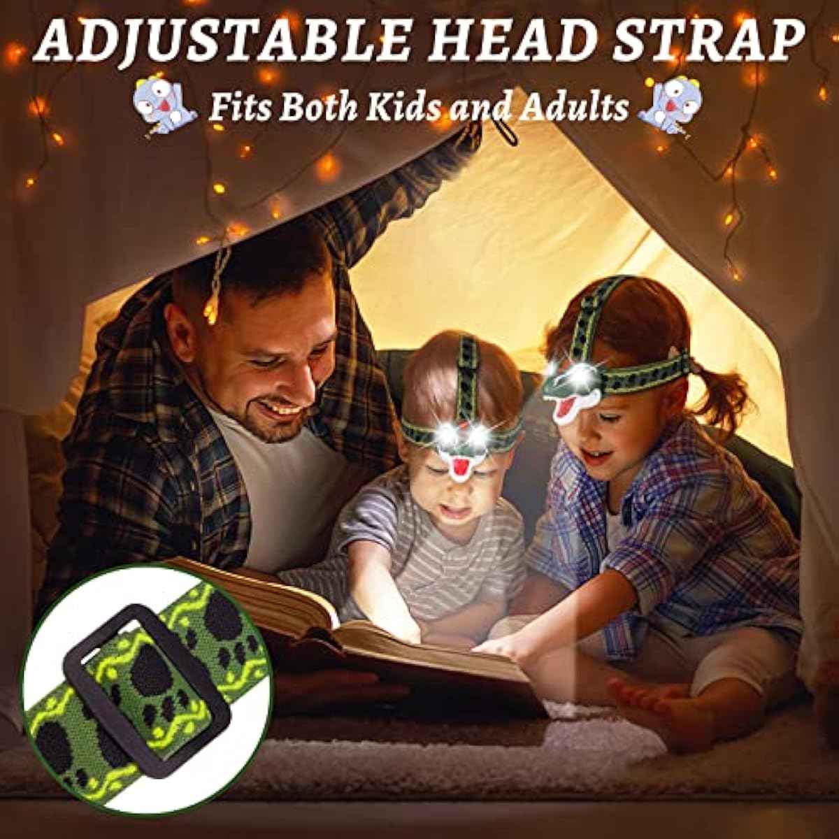 DX DA XIN Dinosaur Headlamp T-Rex LED Headlamps for Kids Flashlights Camping Gear - Dinosaur Toys for Boys Girls Toddlers Outdoor Toys for Kids Birthday Halloween Stocking Stuffers