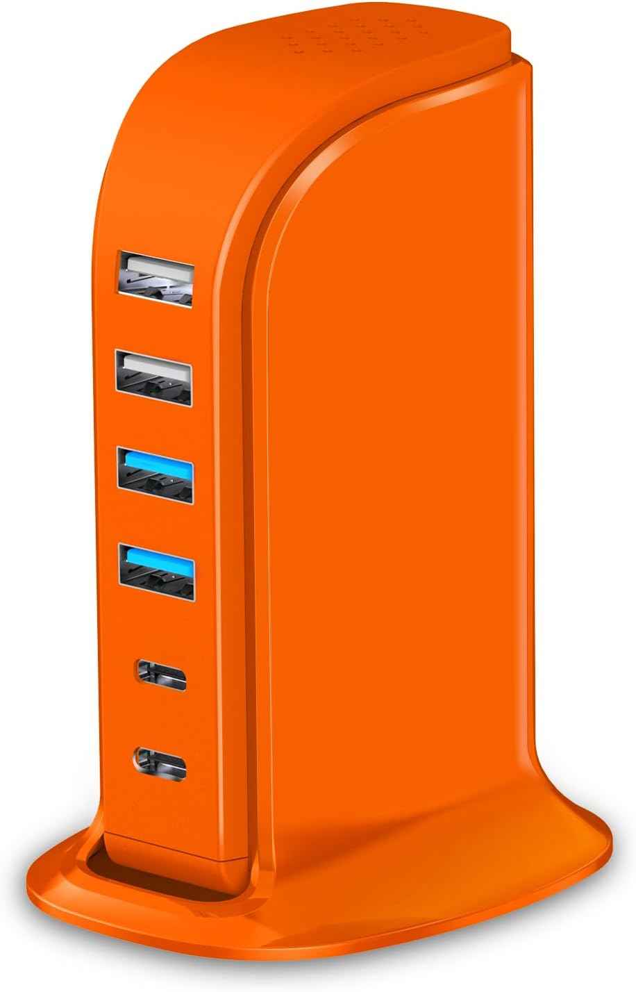 USB Charging Station Multiports Upoy, Charging Hub 6 Ports Dual Type-C, USB Tower Fast Charging for Tablets, Cellphones, Smart Watch, and More Electronic Gadgets, Portable Design, Travel Essentials