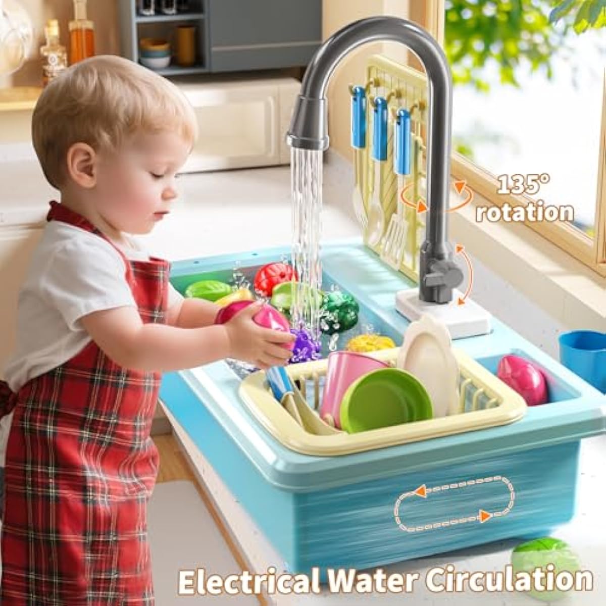 play kitchen sink toys for kids 3-7 years old with color changing kitchen accessories