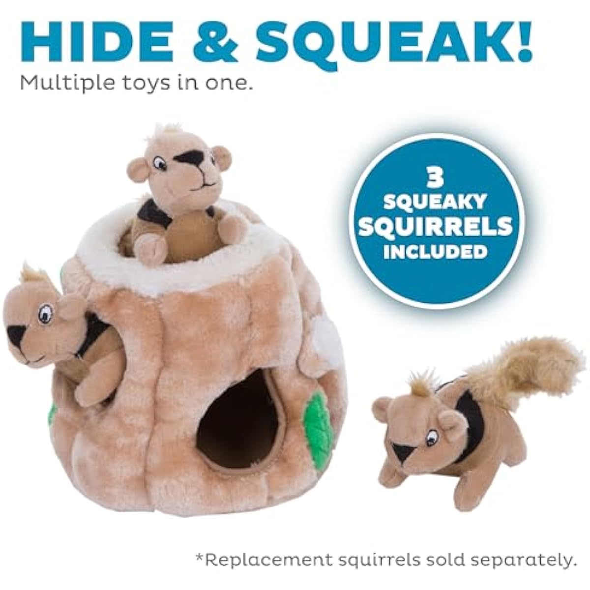 outward hound hide-a-squirrel dog toy small plush puzzle 2-in-1 interactive squeaky