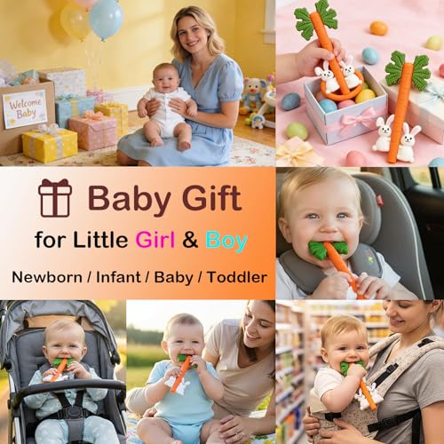easter baby silicone carrot rabbit hollow teething tubes sensory chew toys for infants over 3 months
