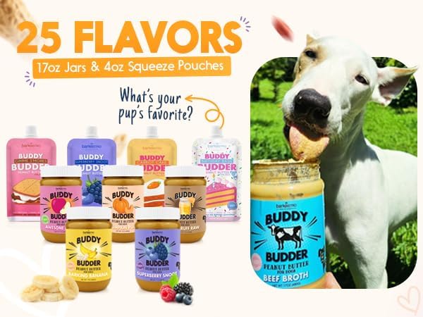 Ruff Ruff Raw natural dog peanut butter, 17 oz jar, Made in USA, healthy dog treats for puppies and adult dogs