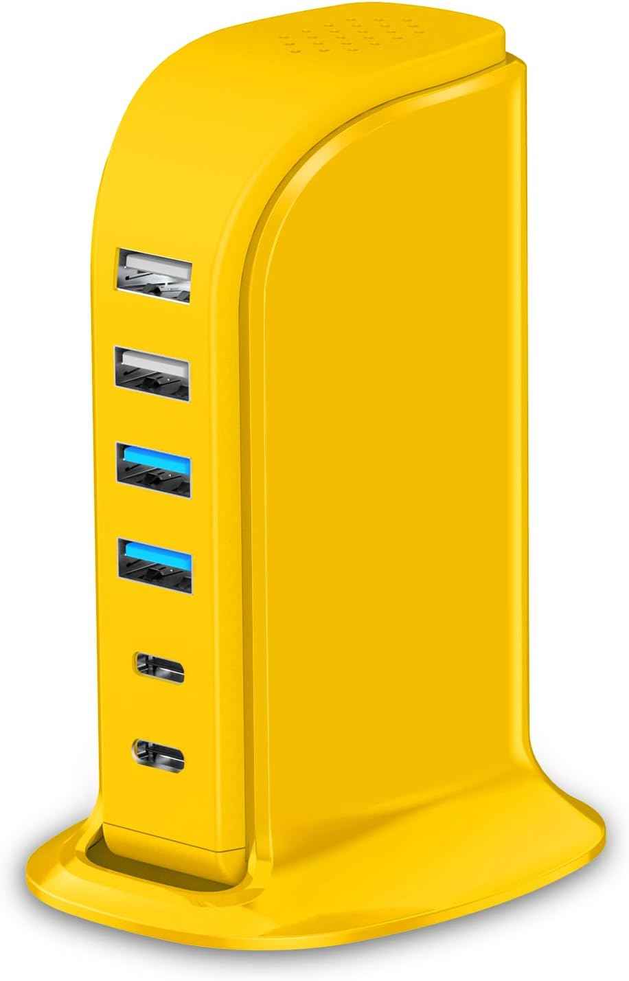 USB Charging Station Multiports Upoy, Charging Hub 6 Ports Dual Type-C, USB Tower Fast Charging for Tablets, Cellphones, Smart Watch, and More Electronic Gadgets, Portable Design, Travel Essentials