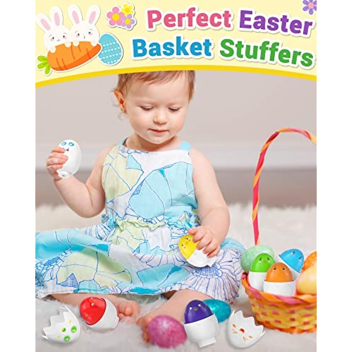Yetonamr Easter Eggs Toys for Babies Boys Girls Kids, Toddler Easter Basket Stuffers Prefilled Easter Eggs with Toys Inside Filled Infant Montessori Toys Gifts for Toddlers Babies Boys