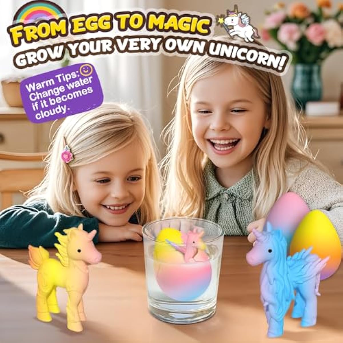 Coodoo Unicorn Hatching Rainbow Eggs for Kids - 6 Pack Unicorn Toys Craft Kits for Boys & Girls, Birthday Easter Basket Stuffers Crafts Gift for Kids 3+ Year Old - Girl Gifts for Ages 3 4 5 6 7 8