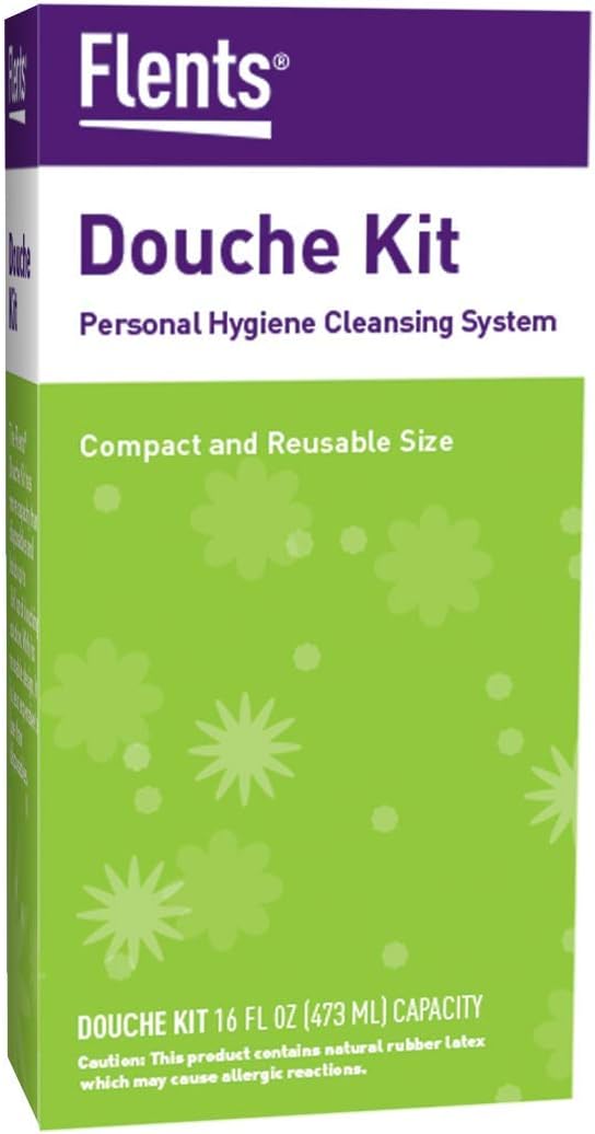 Flents reusable douche kit, compact, portable, feminine hygiene system, 16 fl oz, BPA-free, rubber