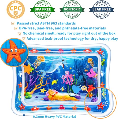 tummy time water mat inflatable baby development toys for 3 to 24 months infants and toddlers