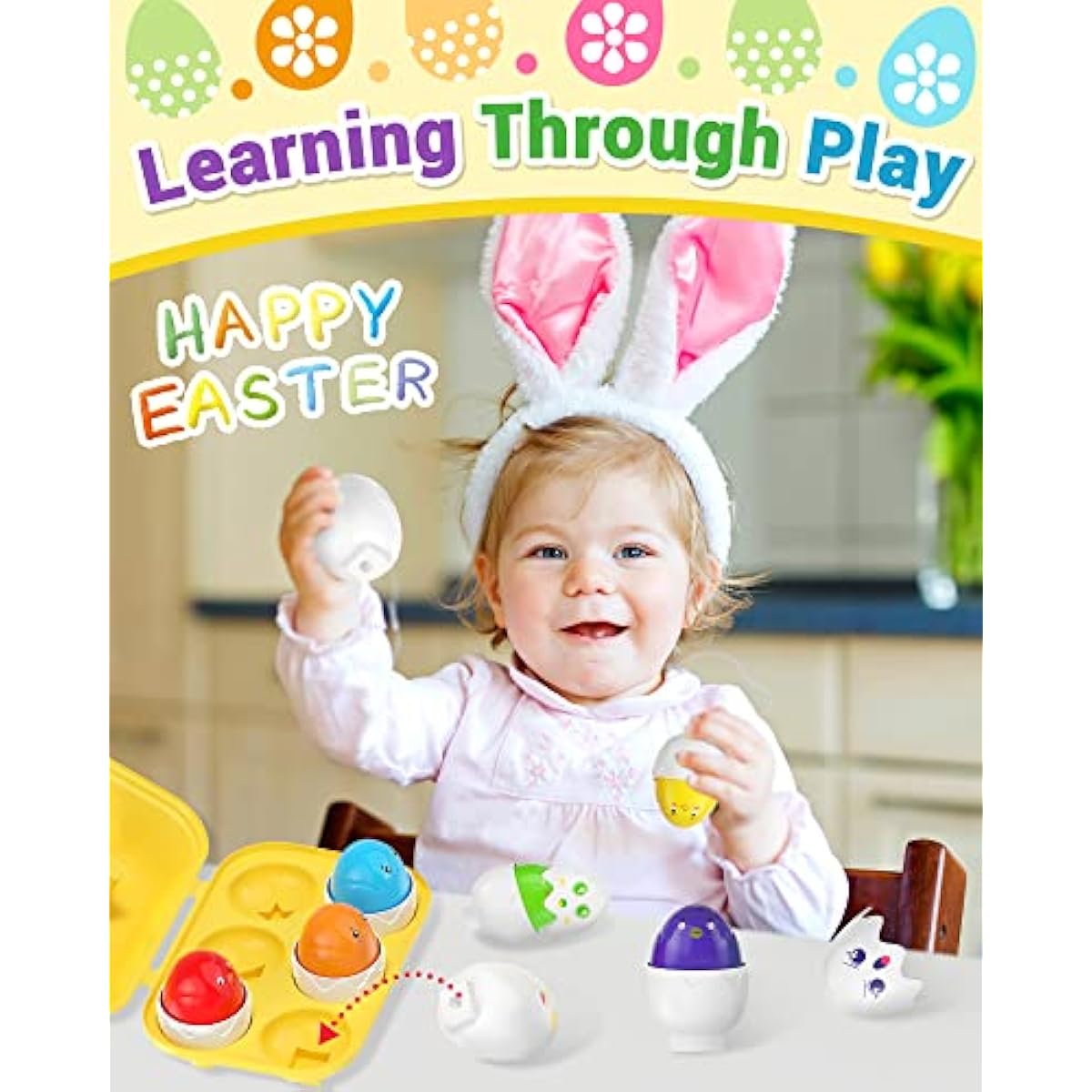 Yetonamr Easter Eggs Toys for Babies Boys Girls Kids, Toddler Easter Basket Stuffers Prefilled Easter Eggs with Toys Inside Filled Infant Montessori Toys Gifts for Toddlers Babies Boys