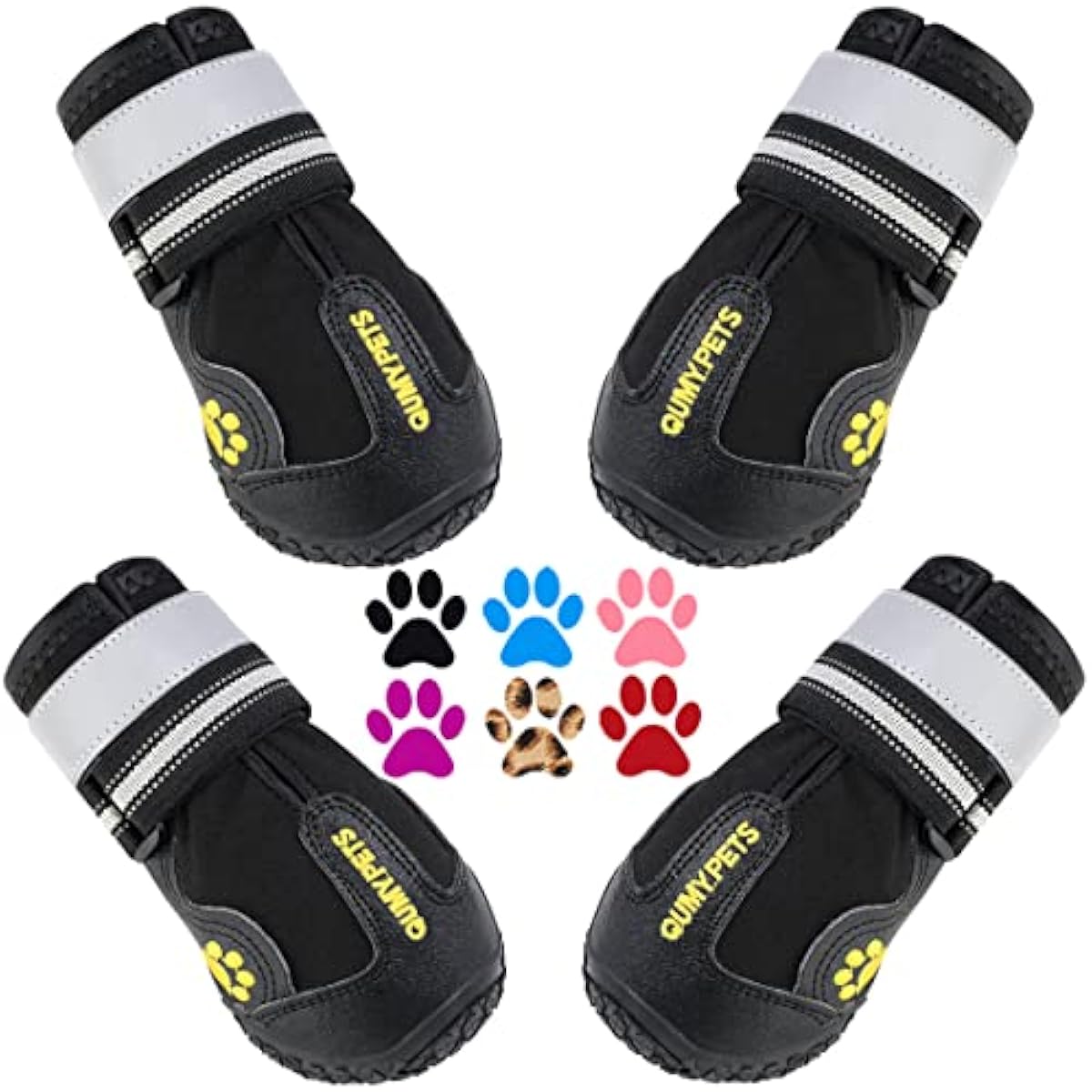 Qumy dog shoes, large dog boots, medium dog paw protectors for winter, snow, hot pavement, rainy weather, outdoor walking, indoor hardfloors