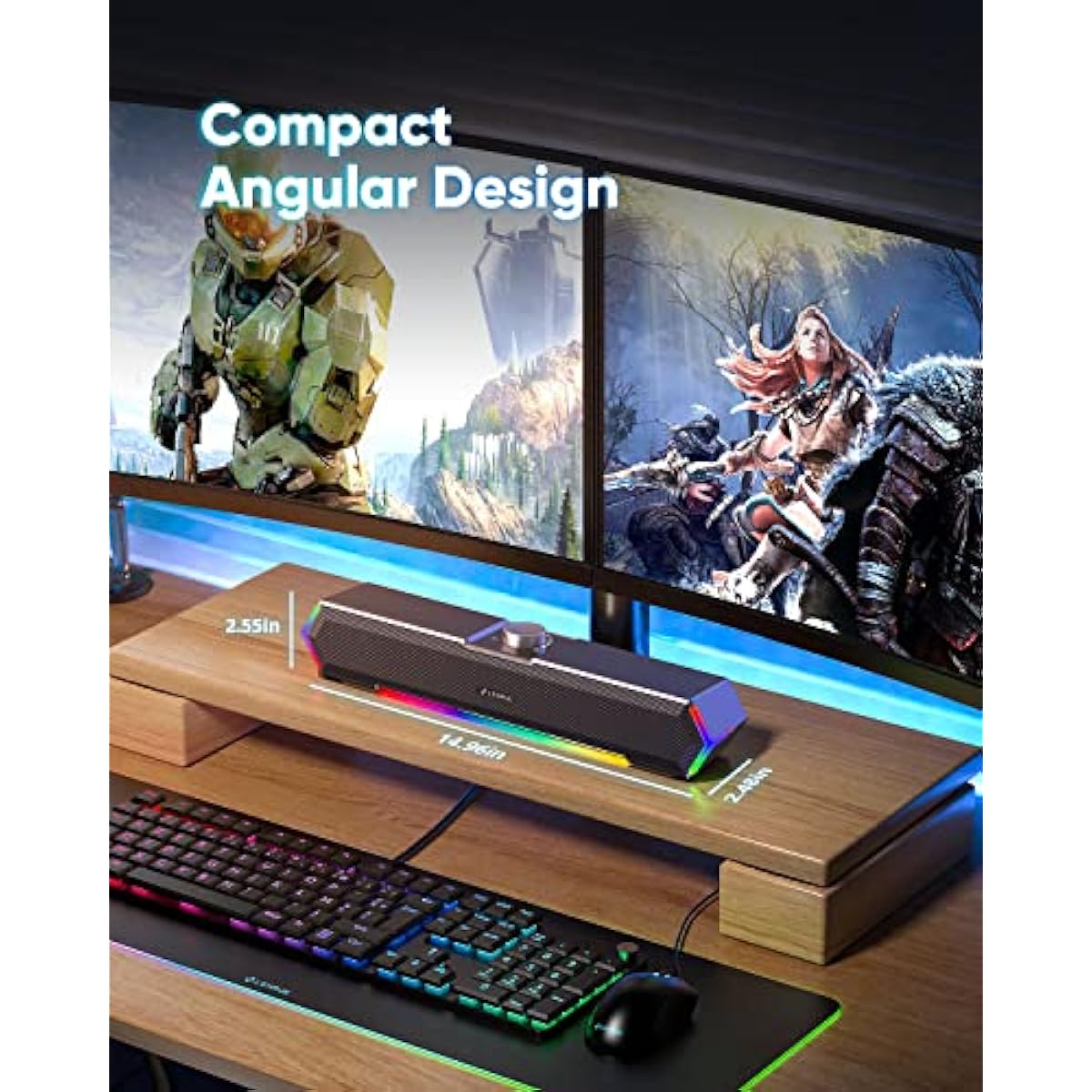 lenrue g11 computer speakers with clear sound and touch lights for pc desktop laptop monitor