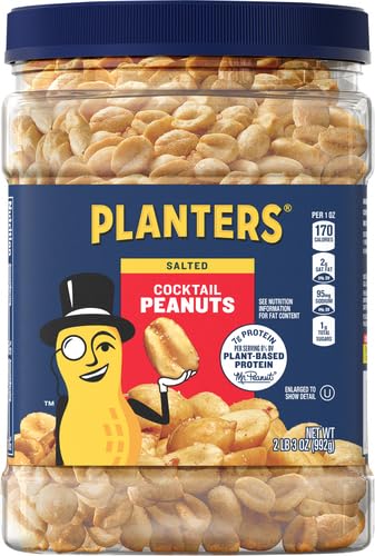 planters salted cocktail peanuts, 2.19lb bulk jar, kosher, roasted in peanut oil