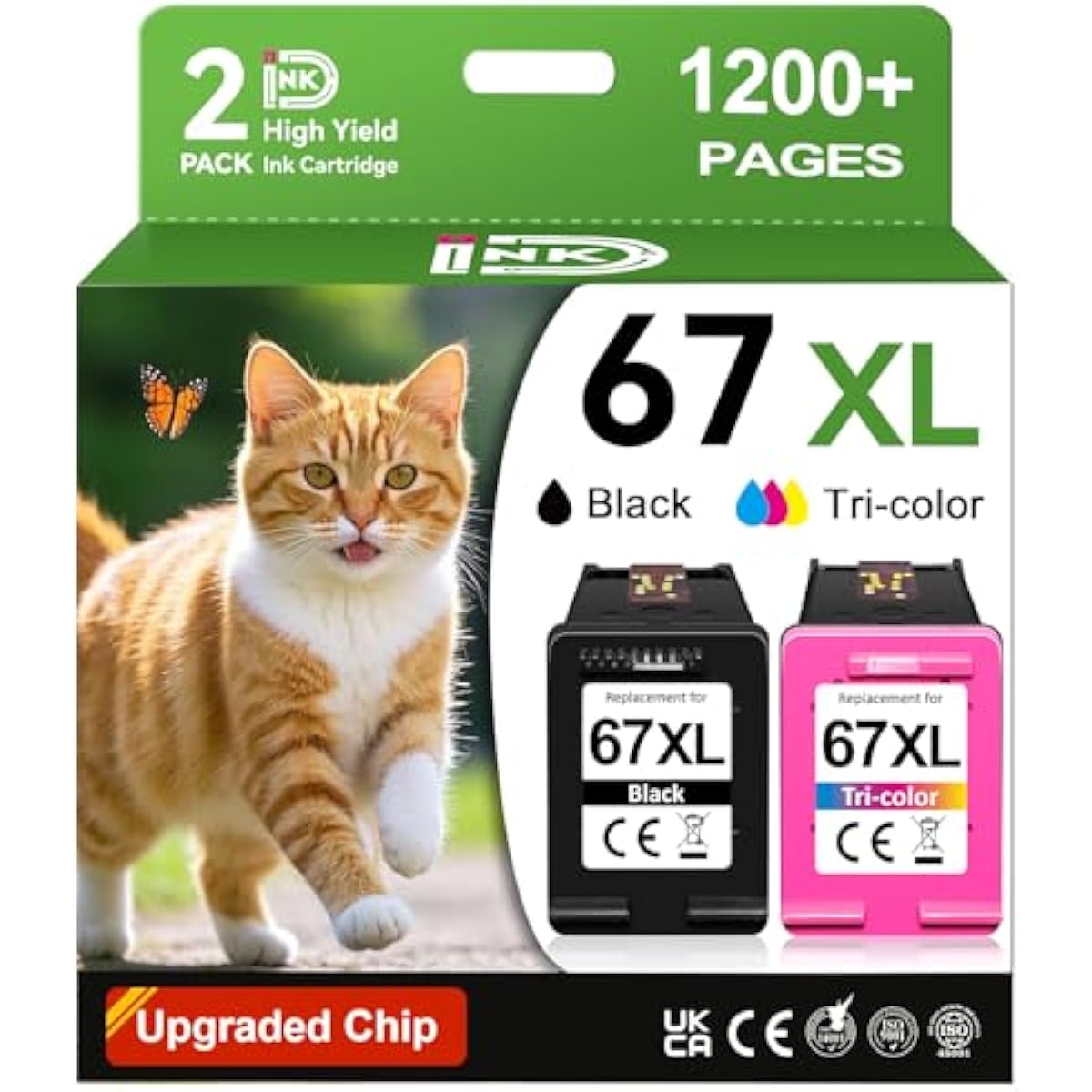 67XL Compatible for HP 67 Ink Cartridges Black Color Combo Pack Used for HP Envy 6055e 6400 6000 6065e 6458e 6455e DeskJet 2855e 4100 4152e 4255e 2755e 2700 2725 2755e 2752 4155e Printer