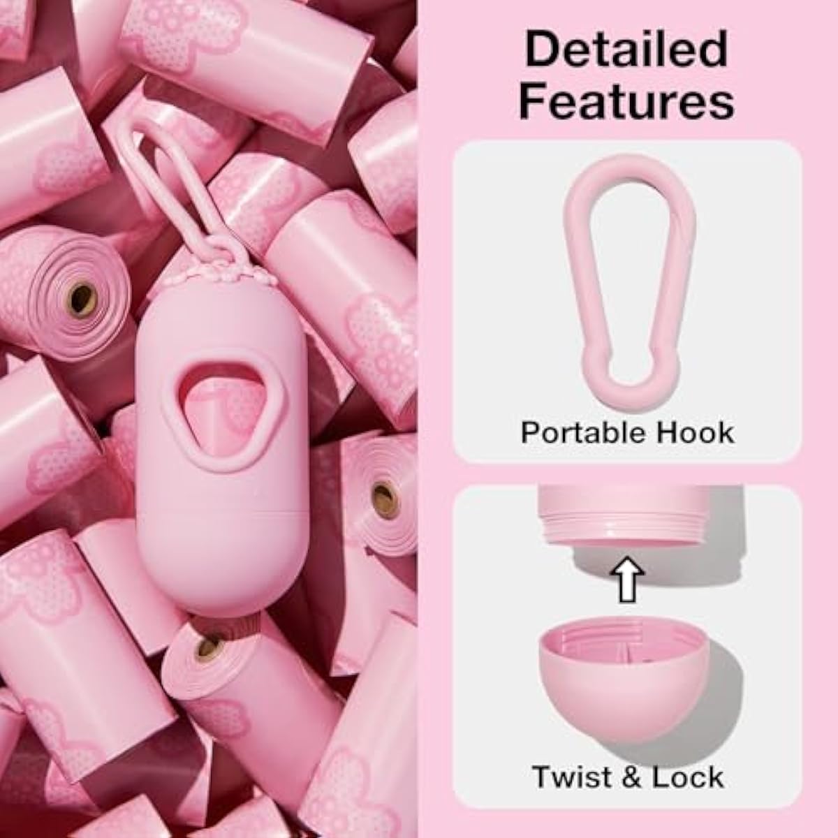 vetreska dog poop bag dispenser with cherry blossom scented bags and holder, pink