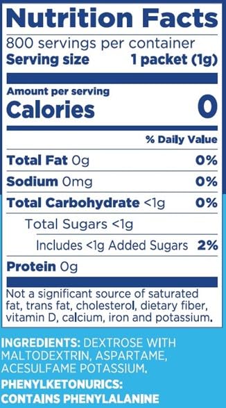 equal 800-count sweetener packets aspartame acesulfame-k sugar alternative zero calorie erythritol free