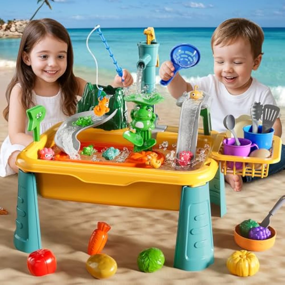 Kitchen Sink Toys for Toddlers 3-5, Play Sink with Running Water, Water Table for Kids Ages 4-8