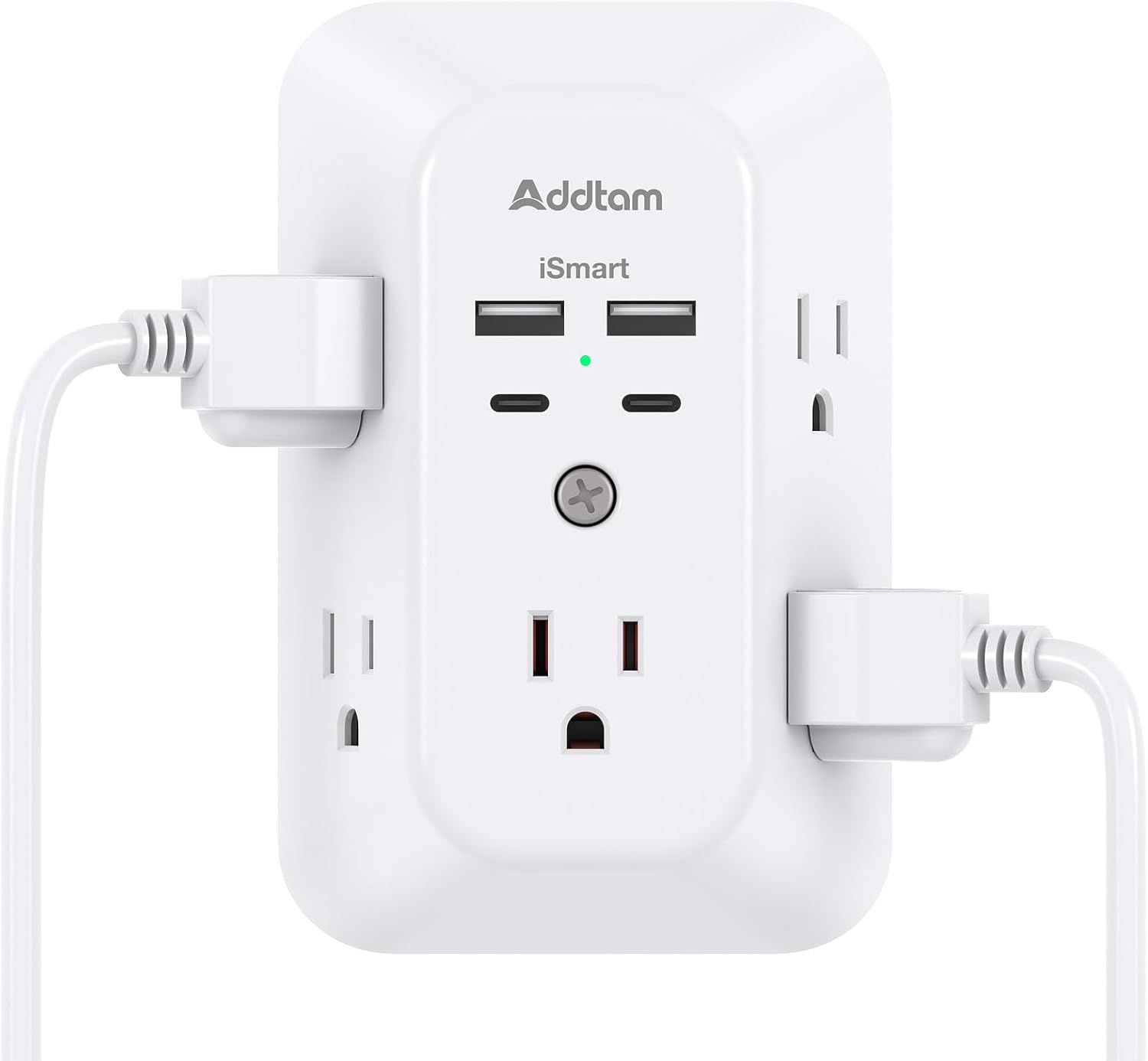 Addtam 5-Outlet USB Wall Charger Surge Protector with 4 USB Ports and 1 USB C Outlet 1800J Power Strip