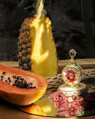 swiss arabian layali rouge 0.5 oz luxury perfume oil fragrance with mango rose and coconut notes