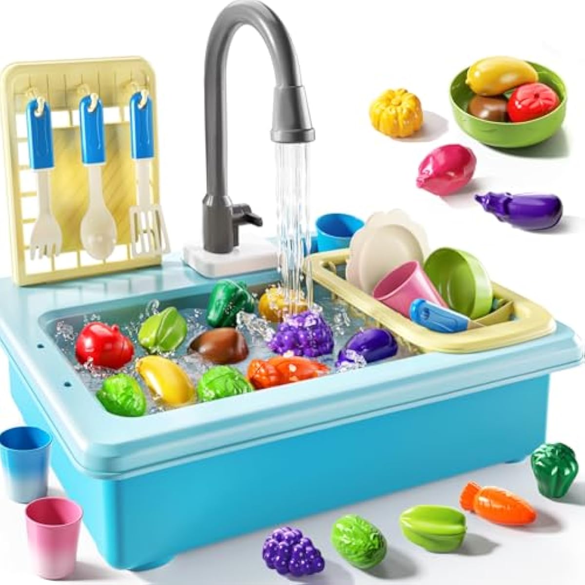 play kitchen sink toys for kids 3-7 years old with color changing kitchen accessories