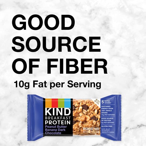 kind breakfast peanut butter banana dark chocolate gluten free breakfast bars 6 count 8g protein
