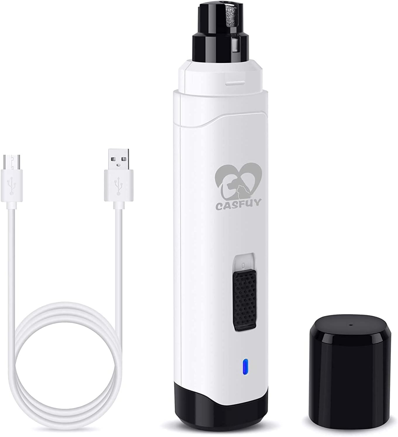 Casfuy 2-Speed Electric Rechargeable Pet Nail Trimmer for Small Medium Large Dogs & Cats, Dark Blue