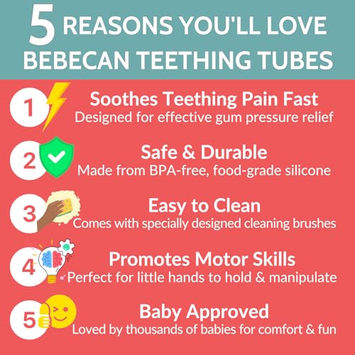 Soft silicone teething aids for 36+ months babies, multi-color 6-pack, infant oral soothing relief for back molars