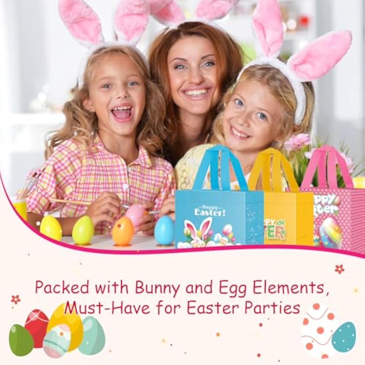 ysmile non-woven easter gift bags for kids reusable treat bags 8 pack small egg hunt basket