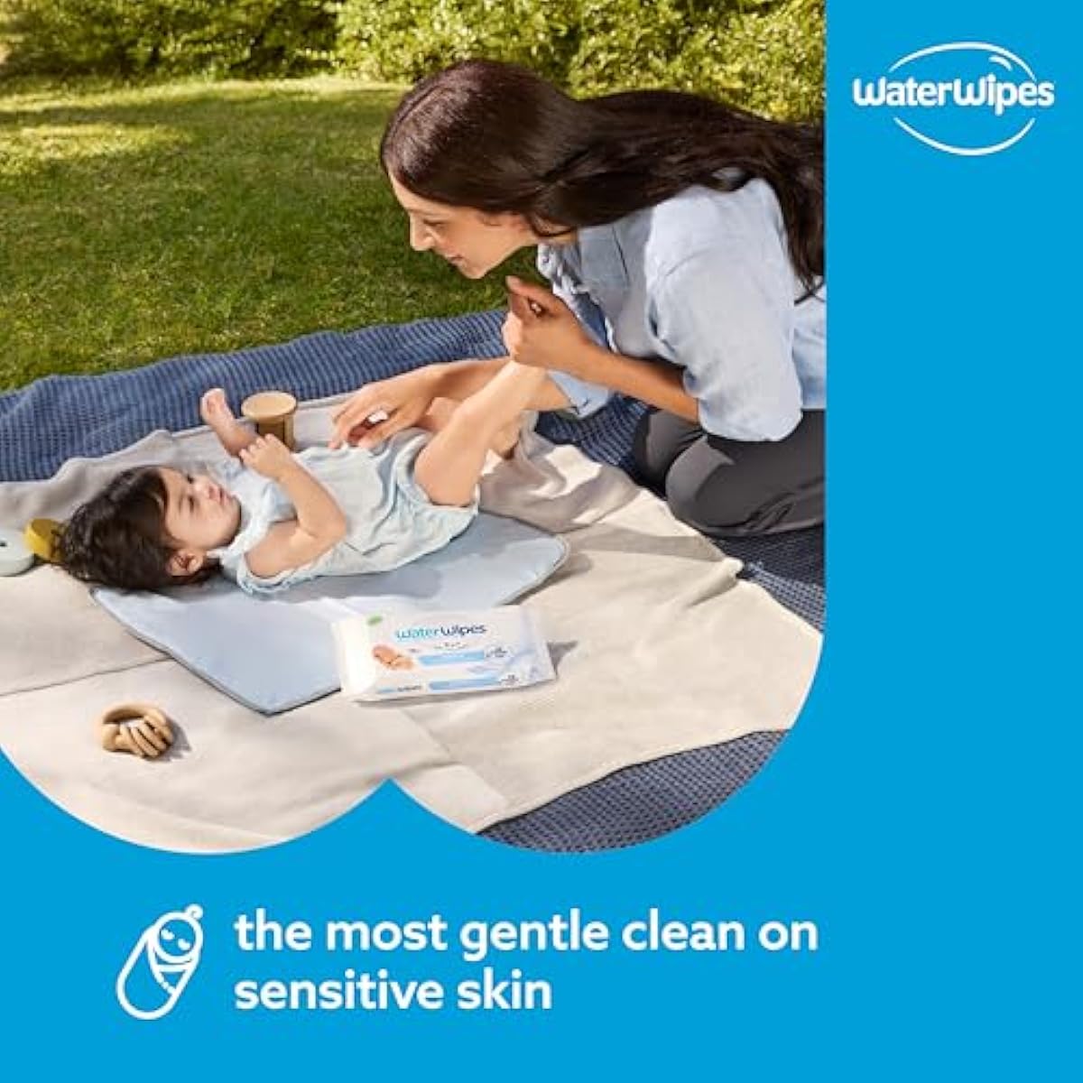 WaterWipes Sensitive+ Newborn & Baby Wipes, 3-in-1 cleans, cares, protects, 99.9% water, unscented & hypoallergenic, 60 count, 2x stronger, thicker & softer
