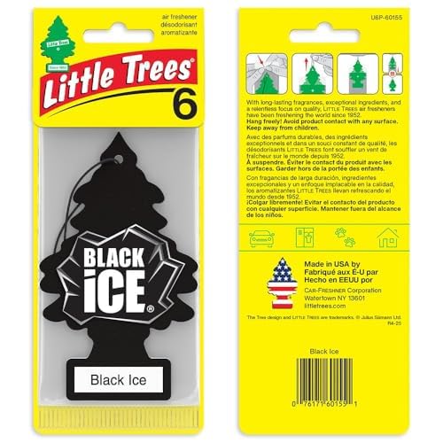 LITTLE TREES Car Air Freshener | Hanging Tree Provides Long Lasting Scent for Auto and Home | Black Ice, 24 Air Fresheners
