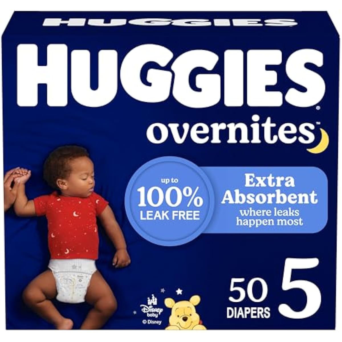 Huggies Overnites Size 5 Overnight Diapers, 50 Ct, 27+ lbs, Disney Designs
