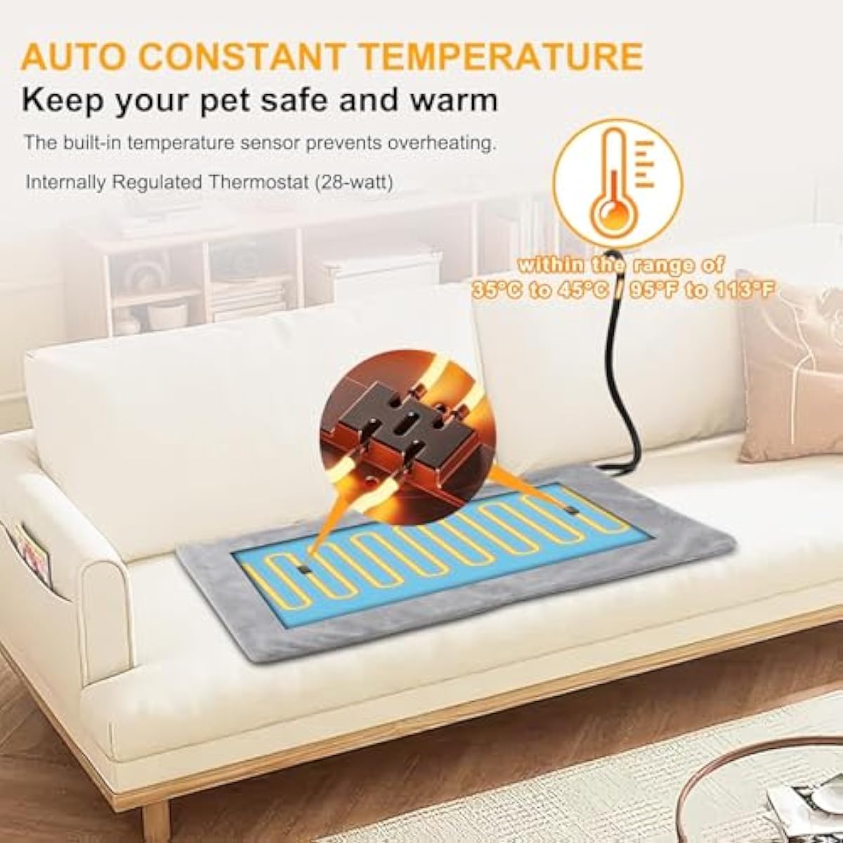 texsens cat heating pad heated pet bed dog mat with chew resistant cord and removable soft cover for outdoor cat houses