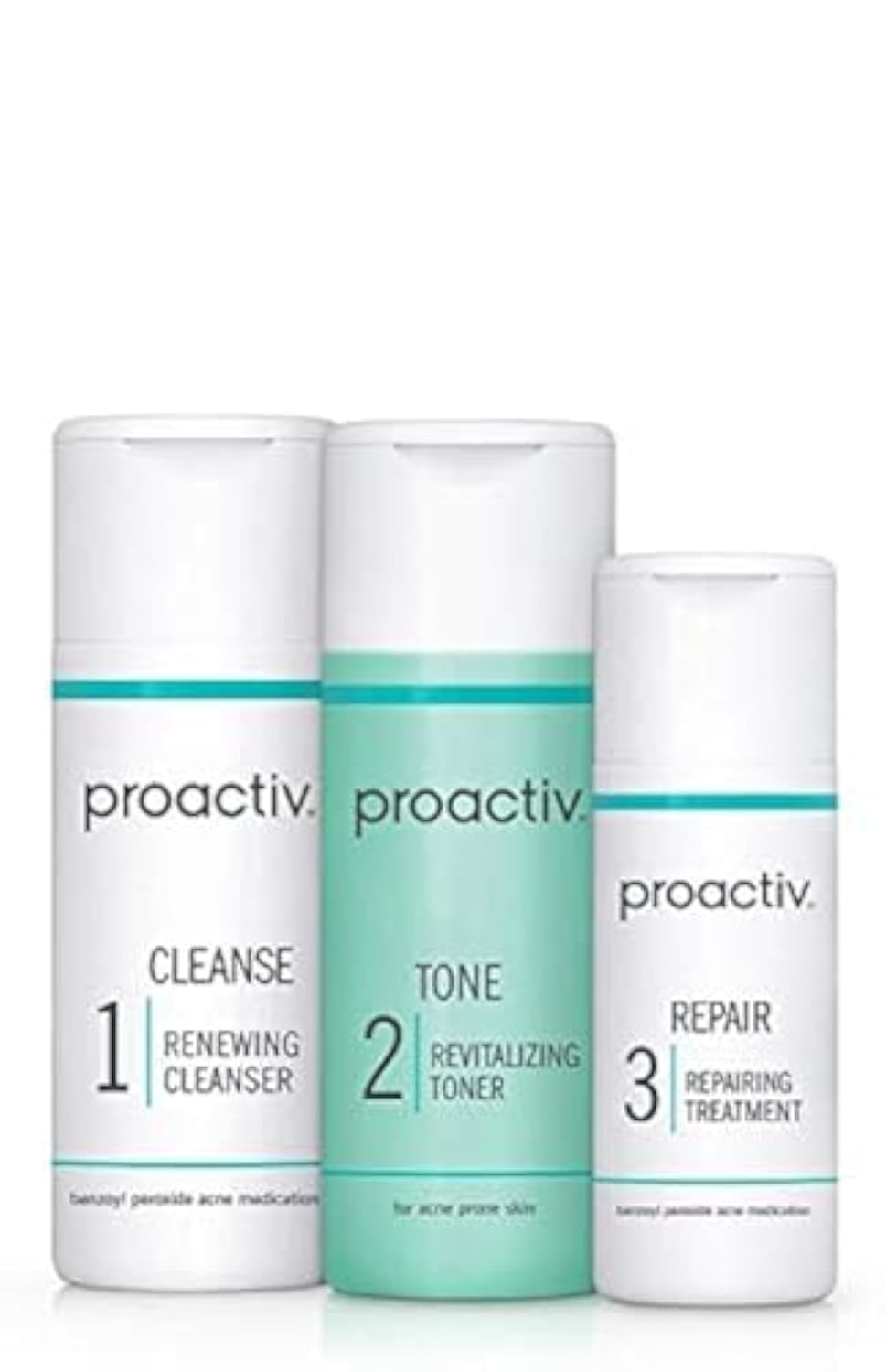 Proactiv 30-day acne skin care kit with benzoyl peroxide face wash, repairing spot treatment and exfoliating toner