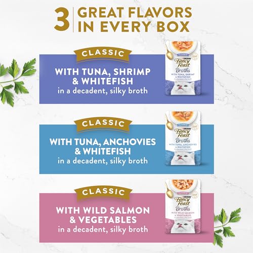 Purina Fancy Feast Lickable Wet Cat Food Broth Complement Classics Collection Variety Pack - 1.4oz Pouches