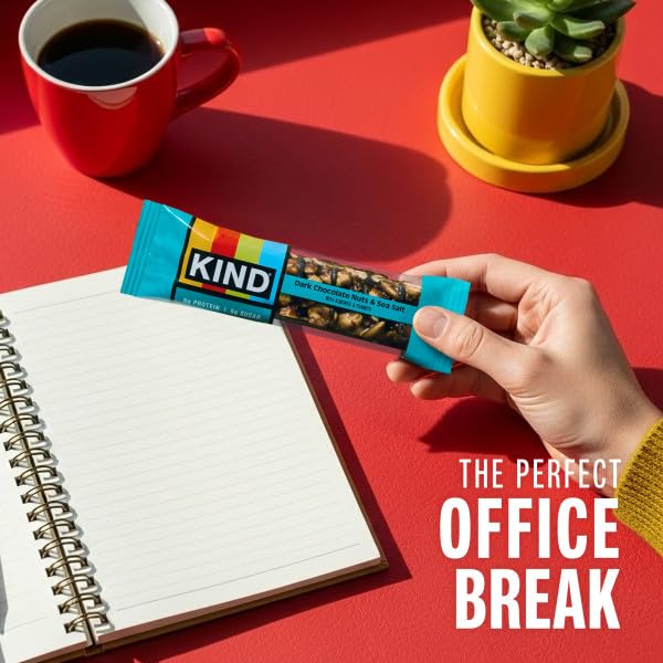 KIND Dark Chocolate Nuts and Sea Salt 12-count snack bars, gluten free, low sugar, 6g protein