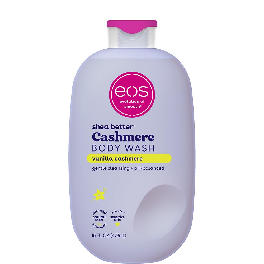 eos vanilla moisturizing creamy gel body wash with shea butter, glycerin, vitamin e, 16 fl oz