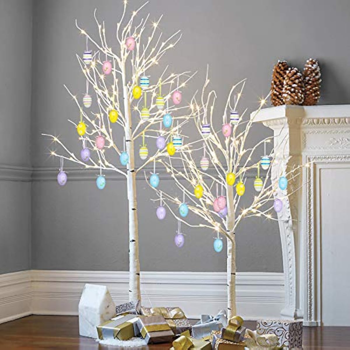 Yunfan 12Pcs Easter Decorations Eggs Hanging Ornaments Colorful for Easter Tree Basket Decor Party Favors Supplies Home