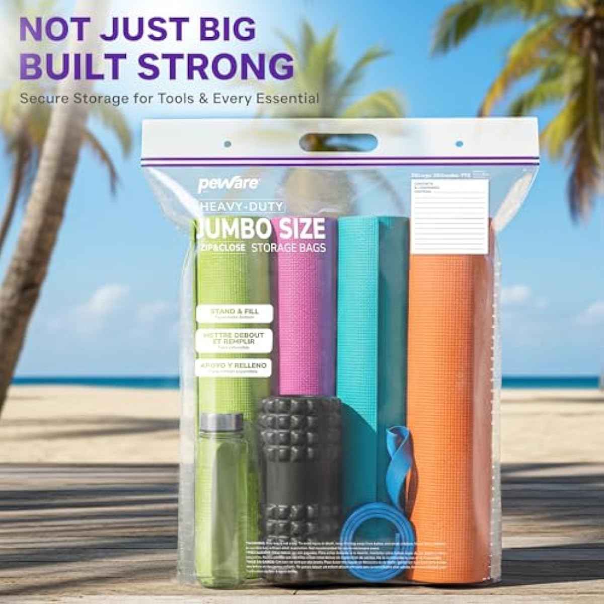20 Gallon Heavy Duty Jumbo Storage Bags with Handle – 24" x 34" Resealable Zipper Top, Oversized Storage Solution for Clothes, Food, Pillow, Bedding, Household, BPA-Free, Pack of 5, 6 Mil Thick