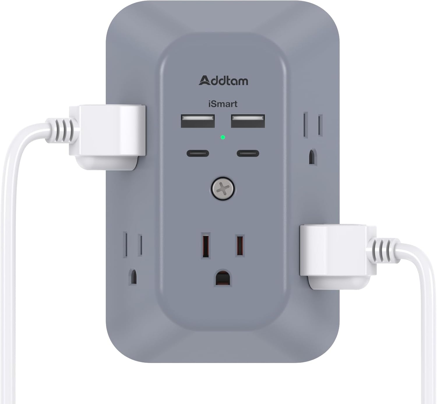 Addtam 5-Outlet USB Wall Charger Surge Protector with 4 USB Ports and 1 USB C Outlet 1800J Power Strip