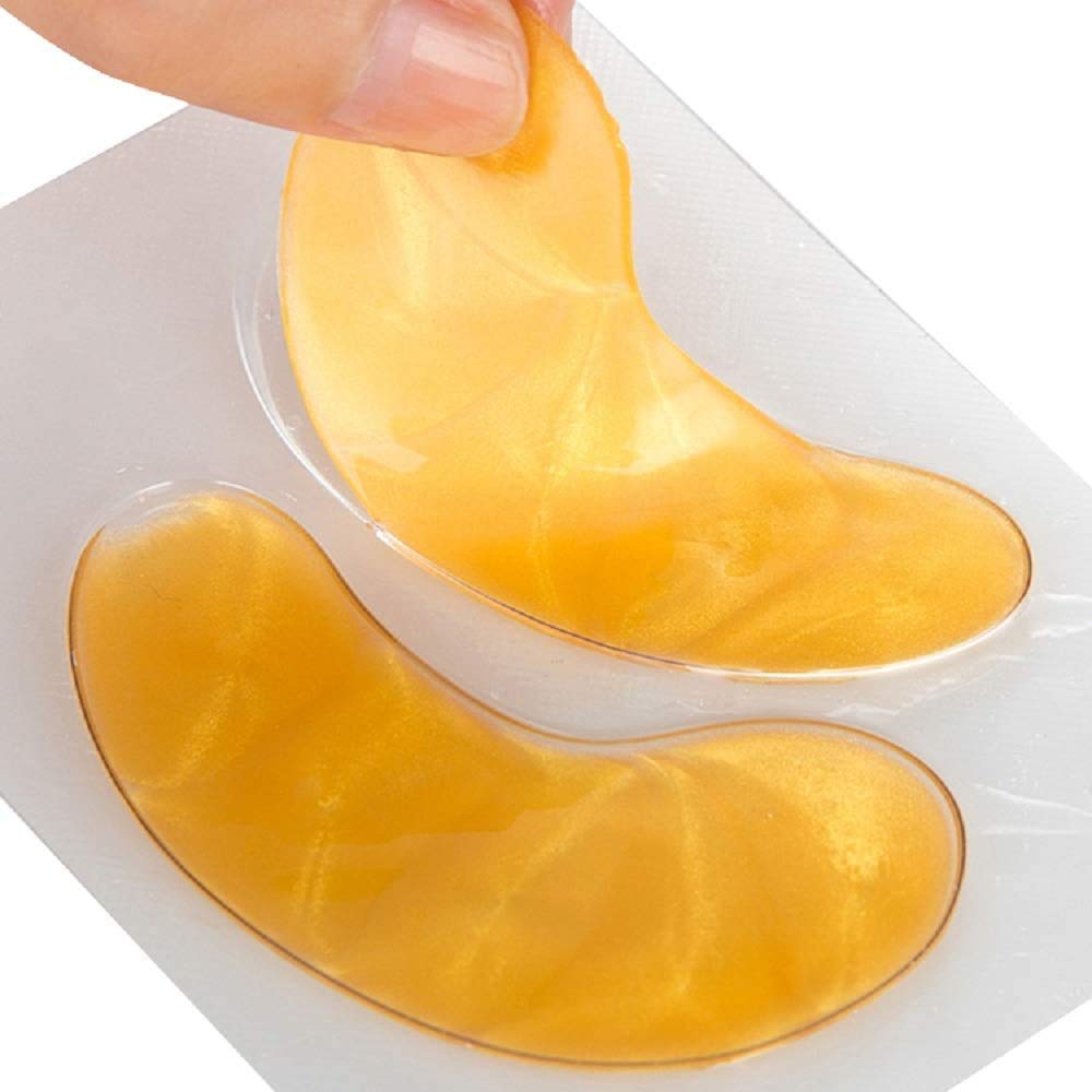 10 pairs collagen crystal eye mask, 10 pcs collagen crystal lip mask, anti-aging, gold, set