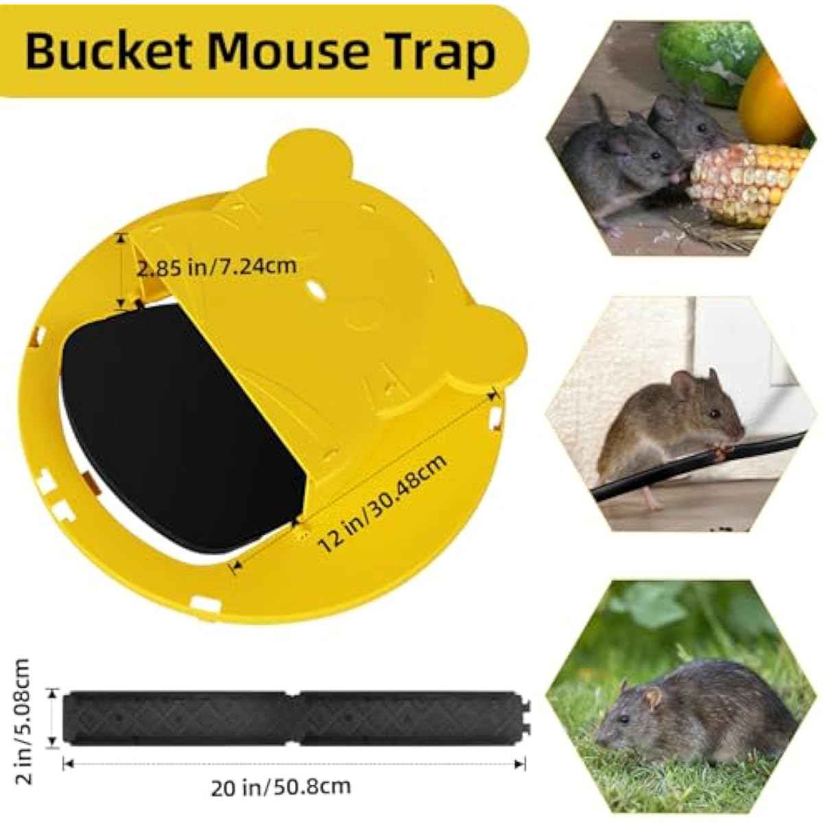 Mouse Trap Bucket - Mouse Traps Indoor for Home - Multi-Catch, Auto-Reset, Humane or Lethal Rat Trap - ABS Material - 5 Gallon Bucket Compatible-4pack