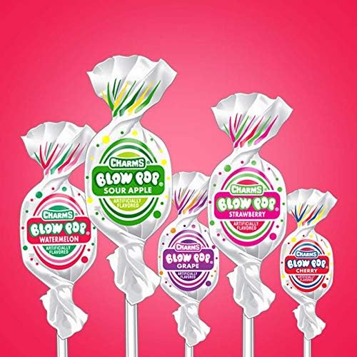 Charms Blow Pop 100-Count Assorted Flavors Individually Wrapped Dual Candy and Gum Suckers, Peanut Free, Gluten Free, Kosher, Bulk Treat for Kids and Adults