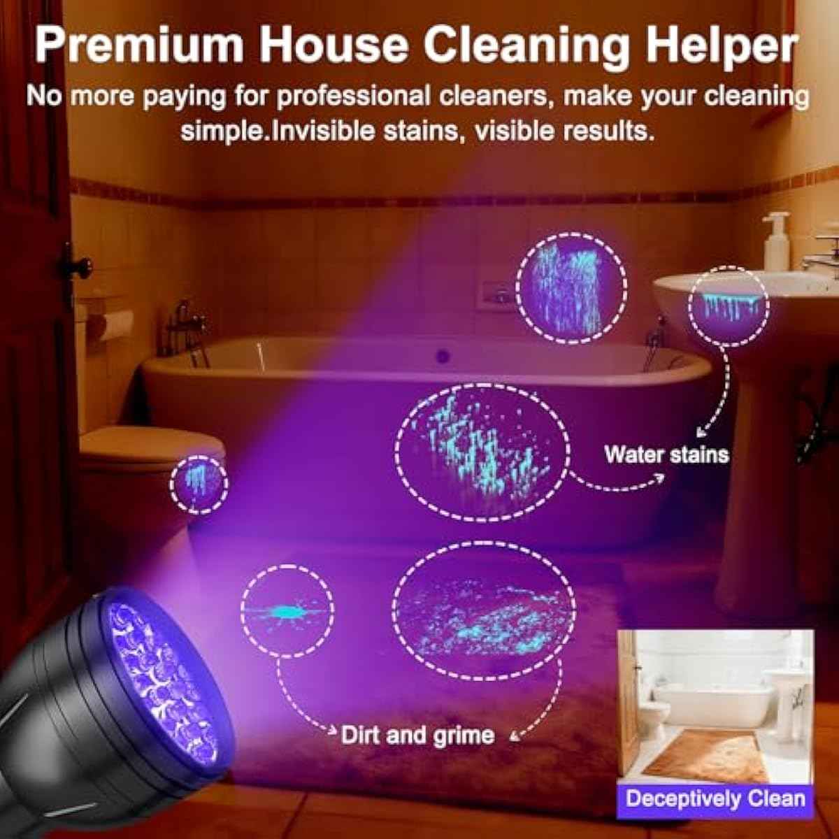 Vansky UV Flashlight Black Light, 51 LED Blacklight Pet Urine Detector for Dog/Cat Urine, Dry Stains, Bed Bug, Resin Curing, Scorpions Finder