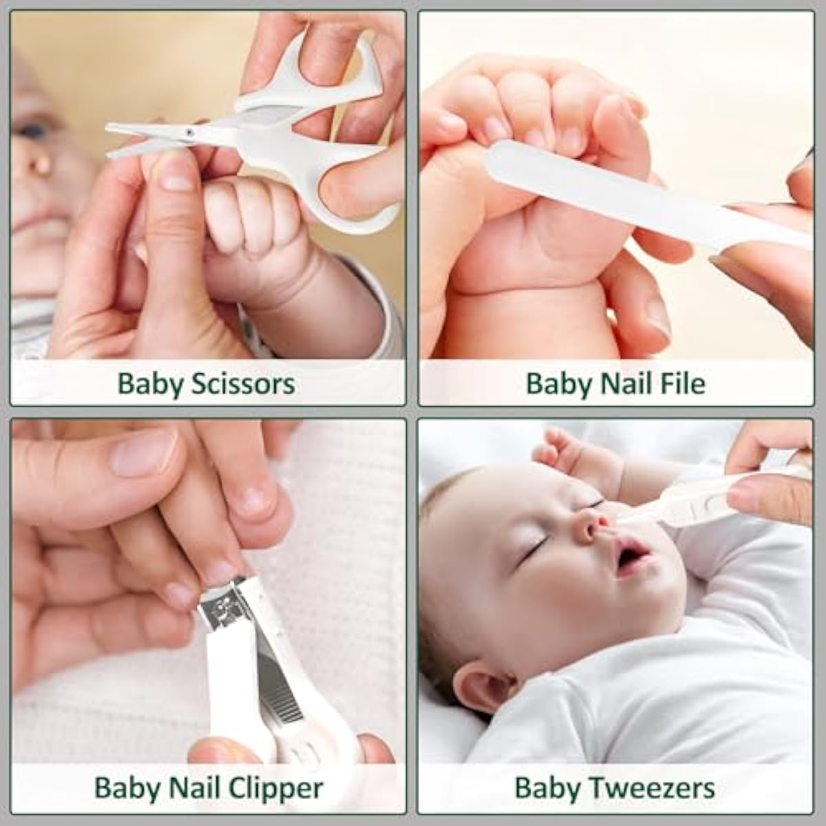 POPYJAN 24PCS Baby Grooming & Health Kit, Newborn Nursery Health Care Set, Baby Care Product, Grey White