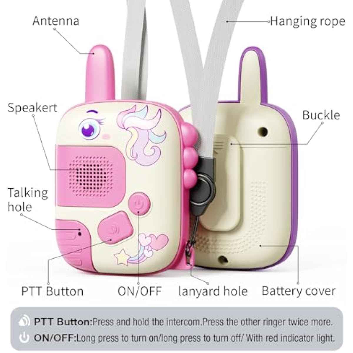 Walkie Talkies Toys for Girls:Unicorn Toys 2 Pack Birthday Gifts for 3 4 5-7 8 Year Old Girls Toy for 4 5 6 7 8-10 Year Old Camping Outdoor Games,Christmas Stocking Stuffers for Girls Kids