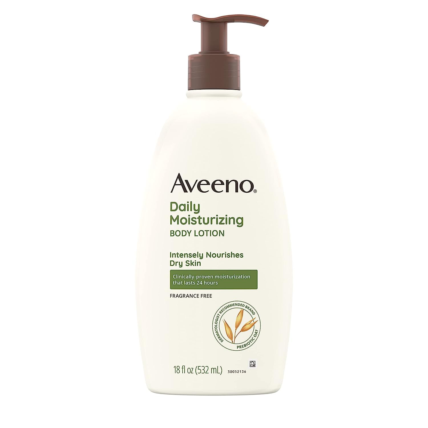 aveeno daily moisturizing body lotion for dry skin, 18 fl oz, paraben free, fragrance free