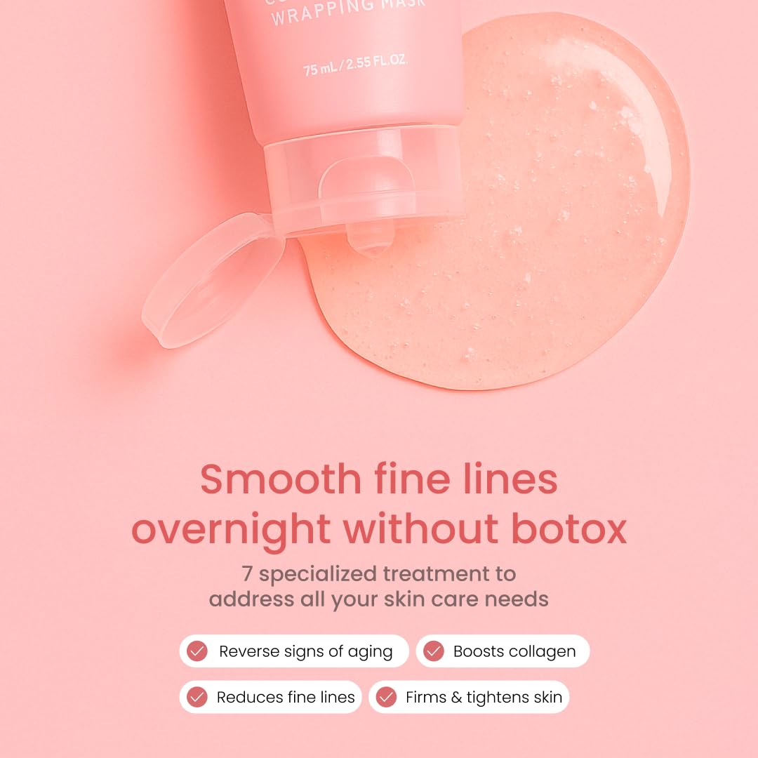 quia overnight collagen wrapping mask for firmer hydrated skin, 75ml, korean skincare for all skin types