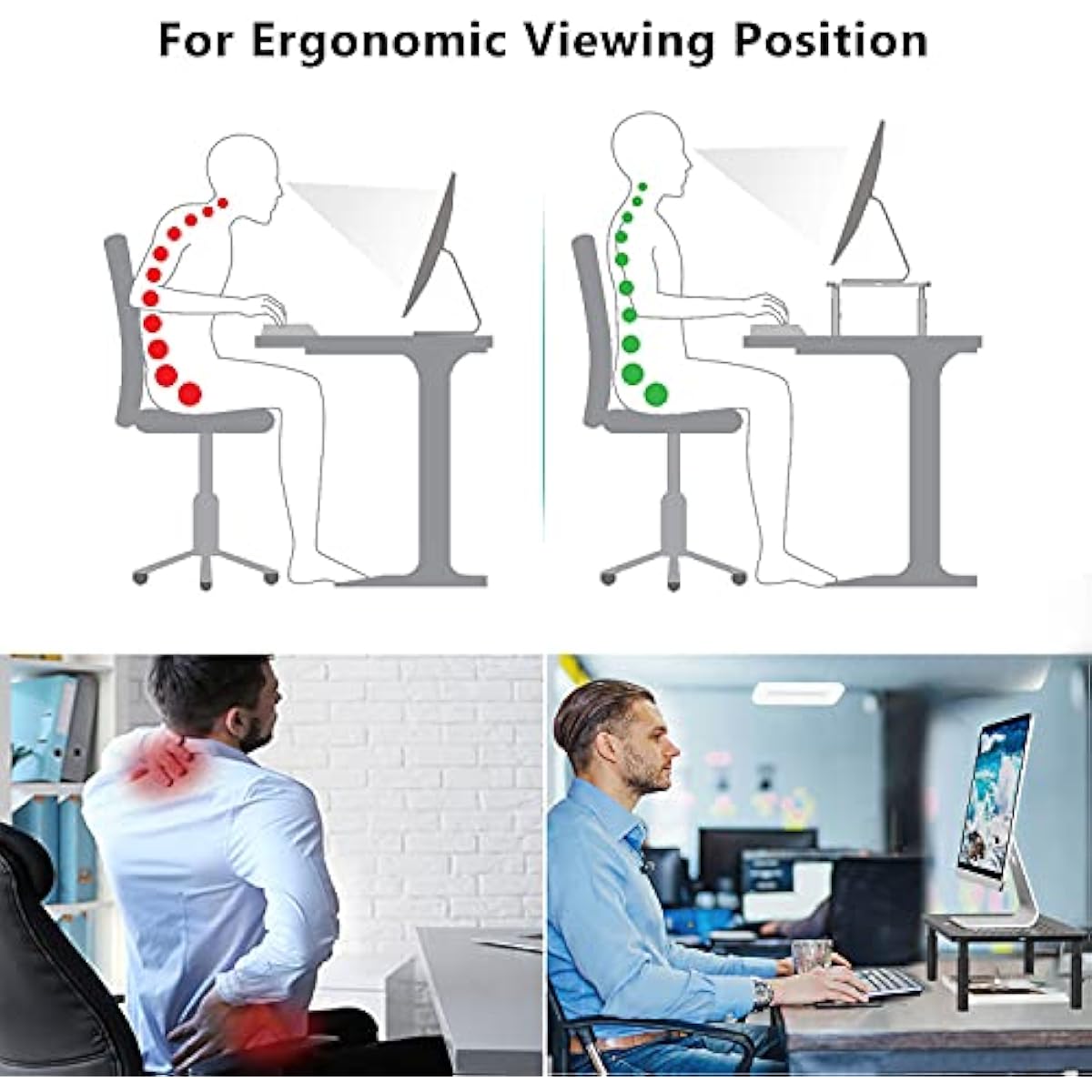 wali computer monitor stand adjustable laptop riser black 1 pack